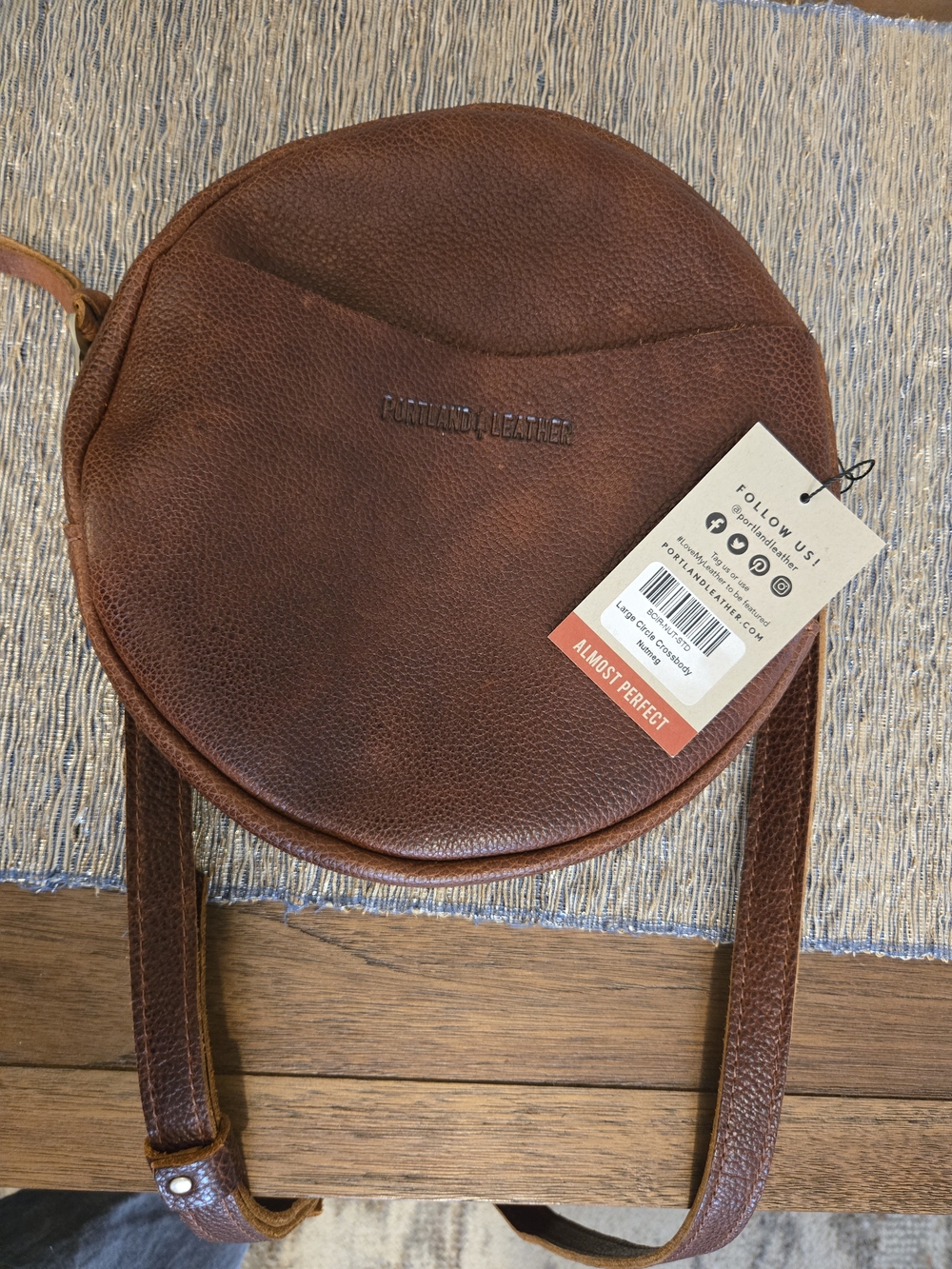*NWT* Portland Leather Round Crossbody Bag in NUTMEG